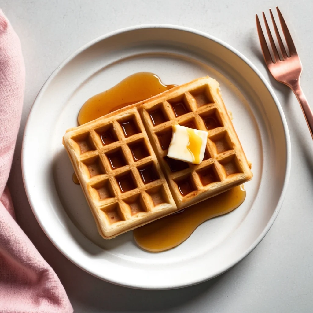 Waffle batter being poured into a hot waffle iron for perfectly crispy Classic Waffles.