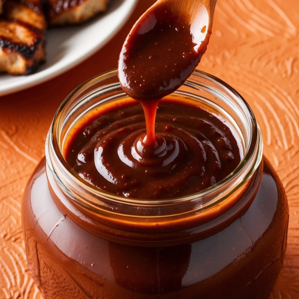 Korean BBQ sauce being brushed onto grilled meat.