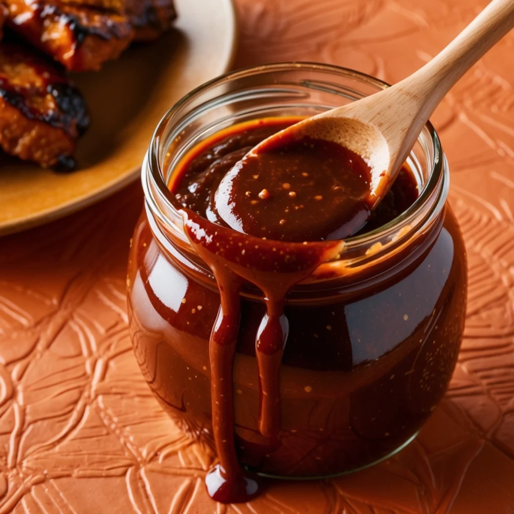 A jar of homemade Korean BBQ sauce with sesame seeds and gochujang.