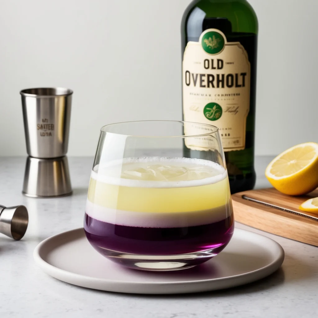 Bartender preparing a New York Sour Cocktail with a perfect red wine layer on top.