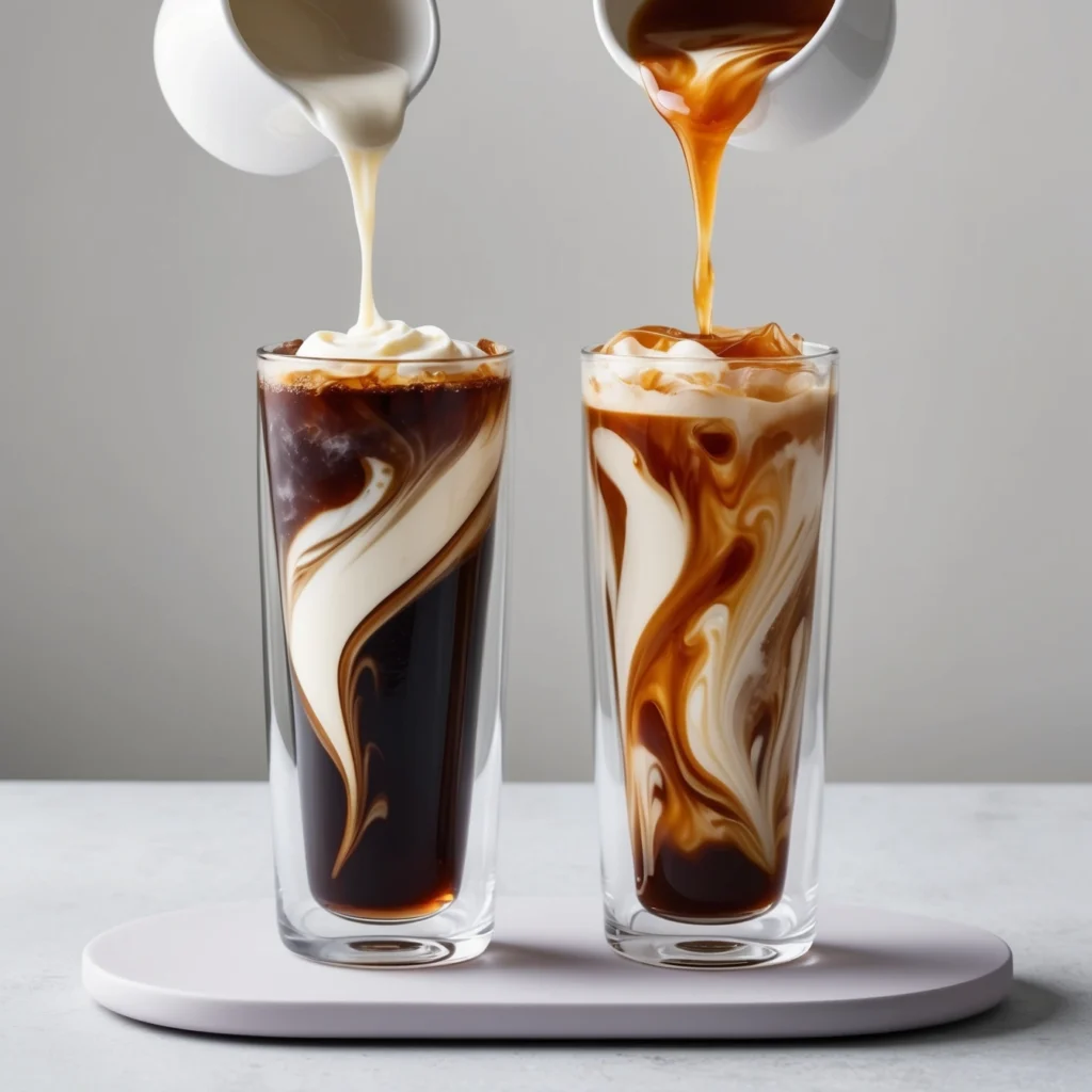 Close-up of Thai Iced Tea (Cha Yen) served in a tall glass with layers of tea and milk.