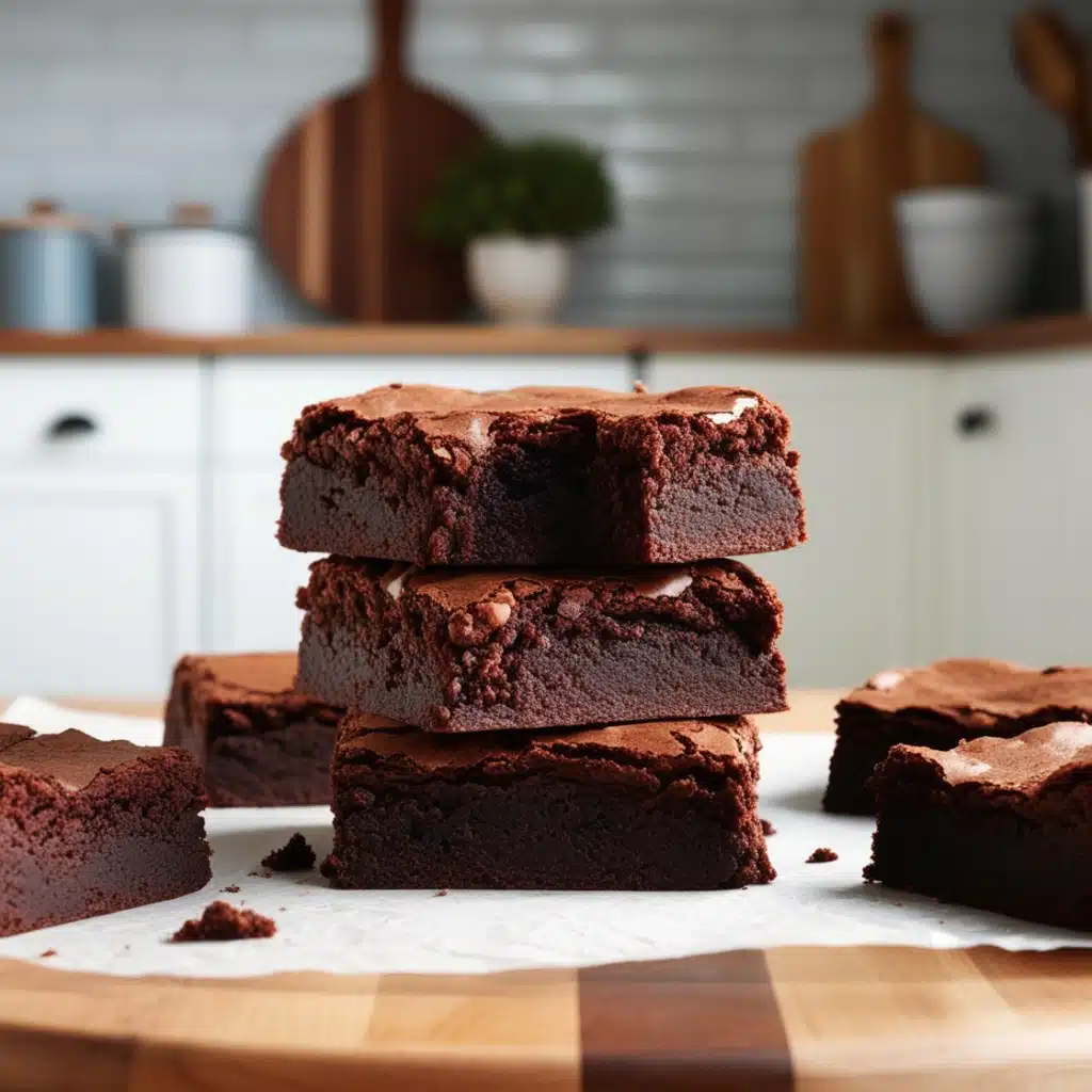 Close-up of homemade brownies with a chewy, fudgy texture