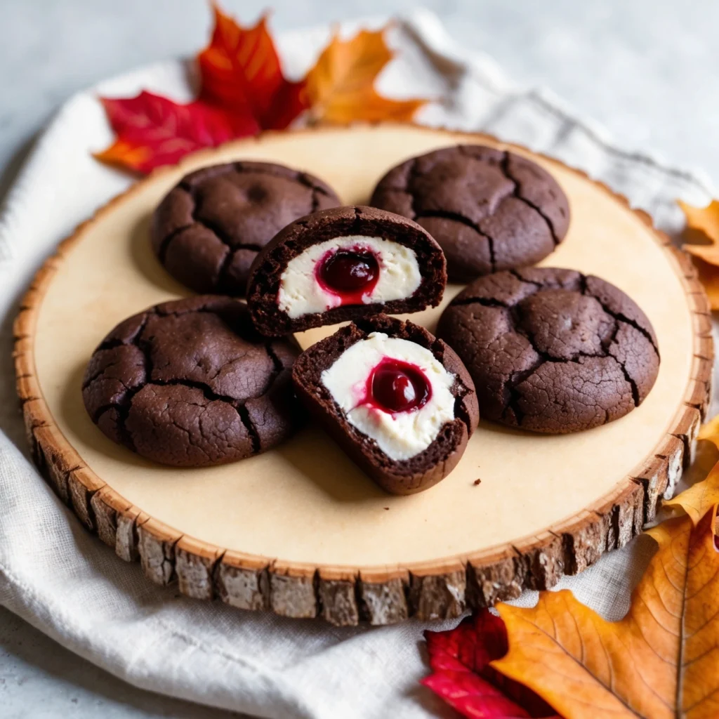 Close-up of Black Forest Cookies with chocolate and cherry pieces