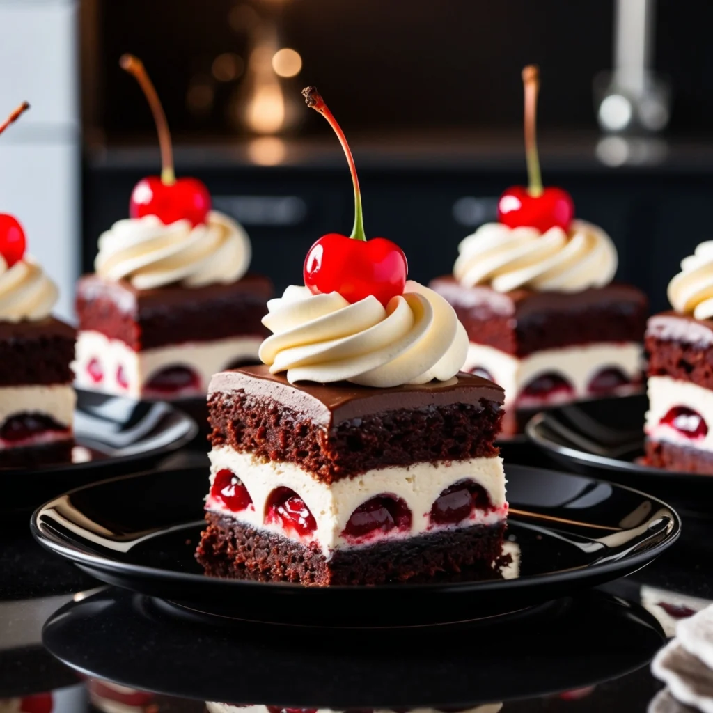 Black Forest tiramisu with chocolate shavings and cherries