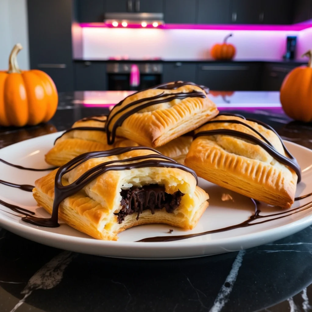 Stacked chocolate orange cookies on a wooden board