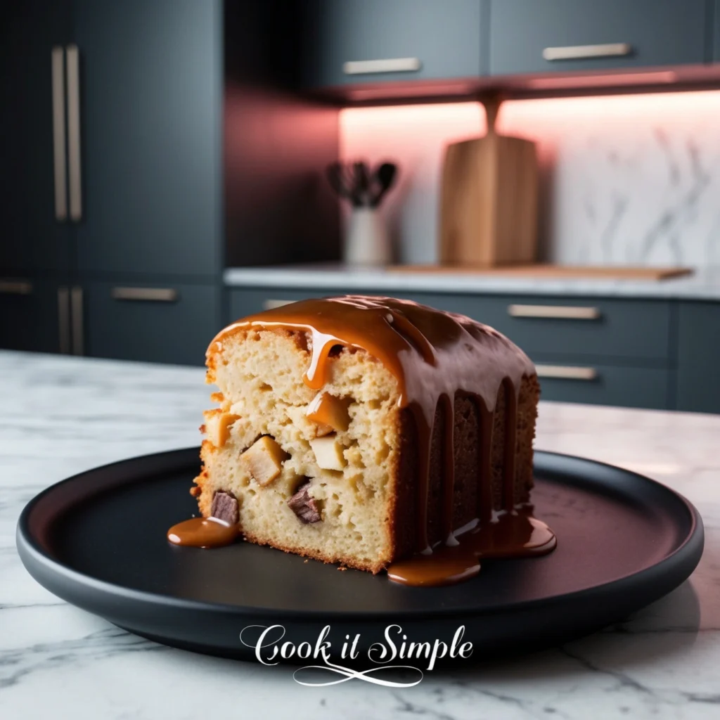 Ginger cake topped with crystallized ginger and lemon glaze