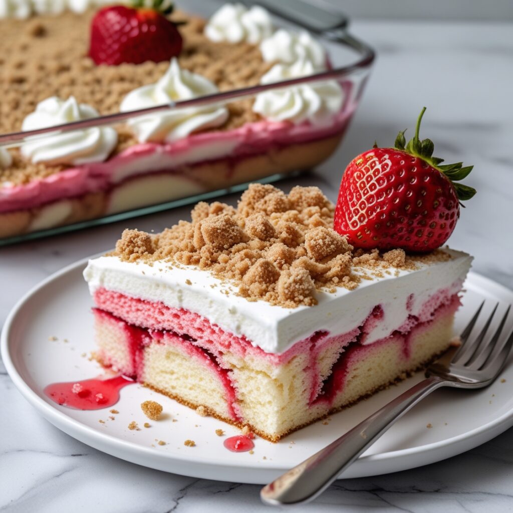 Strawberry Crunch Poke Cake: Moist, Creamy, and Crunchy Recipe You’ll Love